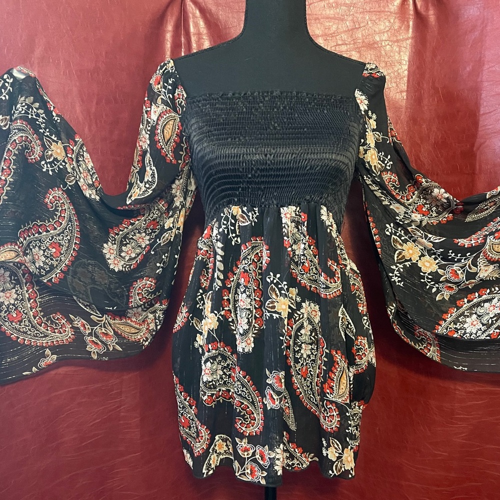 Bohemian off shoulder chiffon mini dress